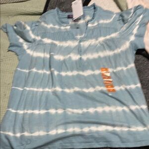 Blue and White Tie-Dye Top